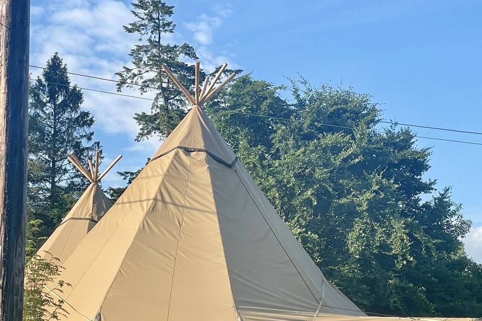 Tipis on the lawn