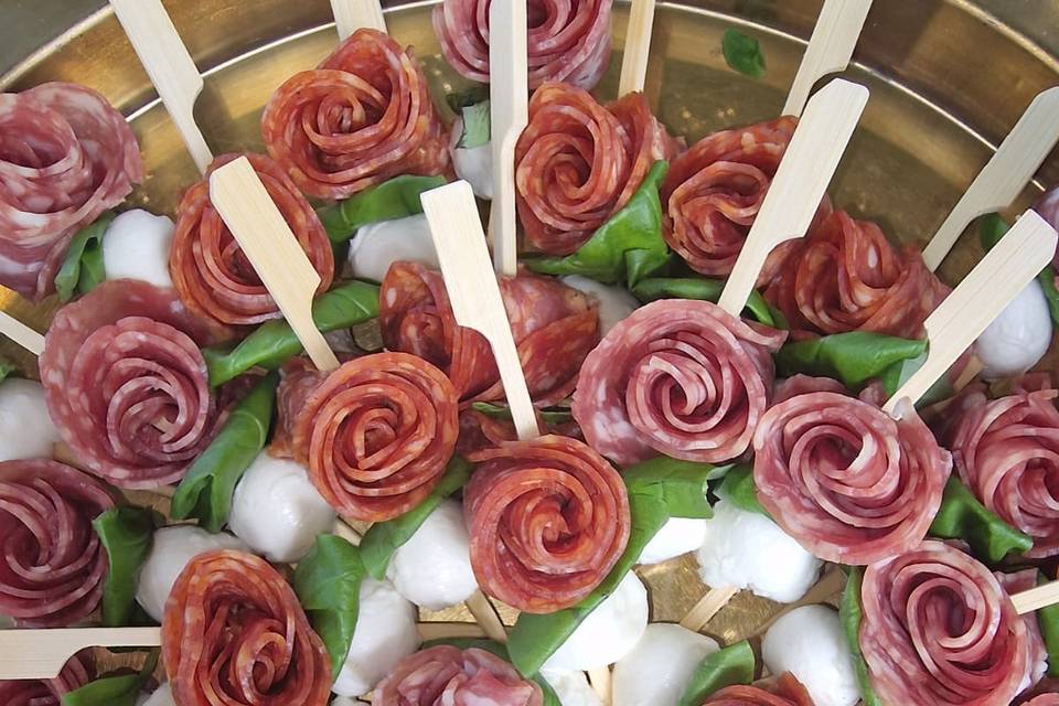 Salami Roses with Mozzarella