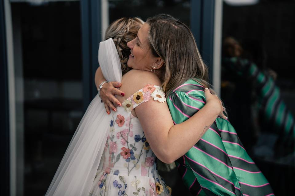 Bride hugs