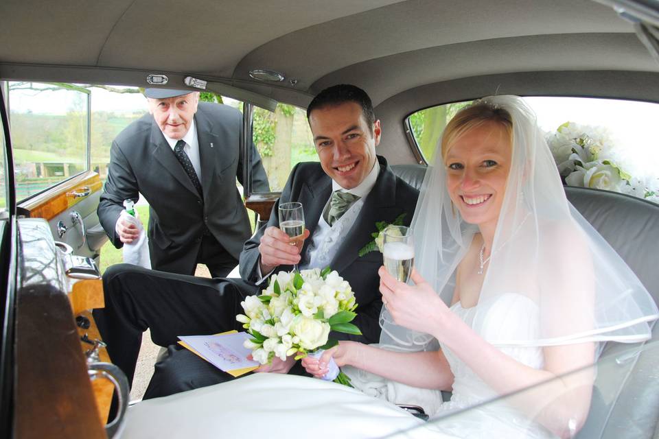 Happy couple with champagne