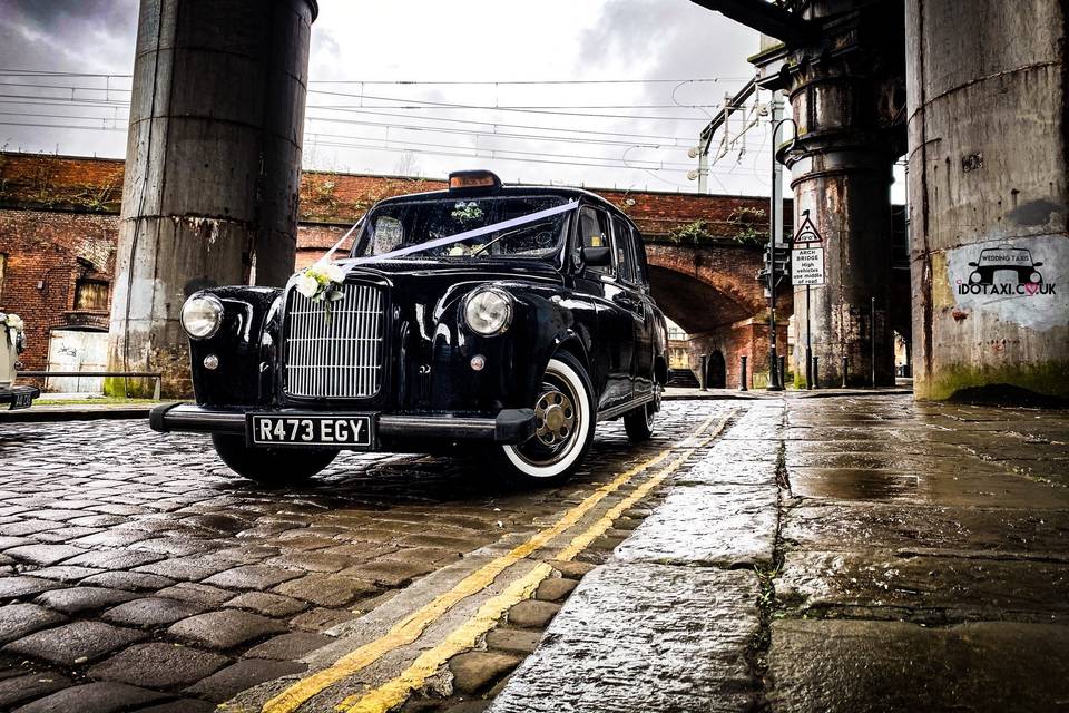 Classic Black wedding taxi