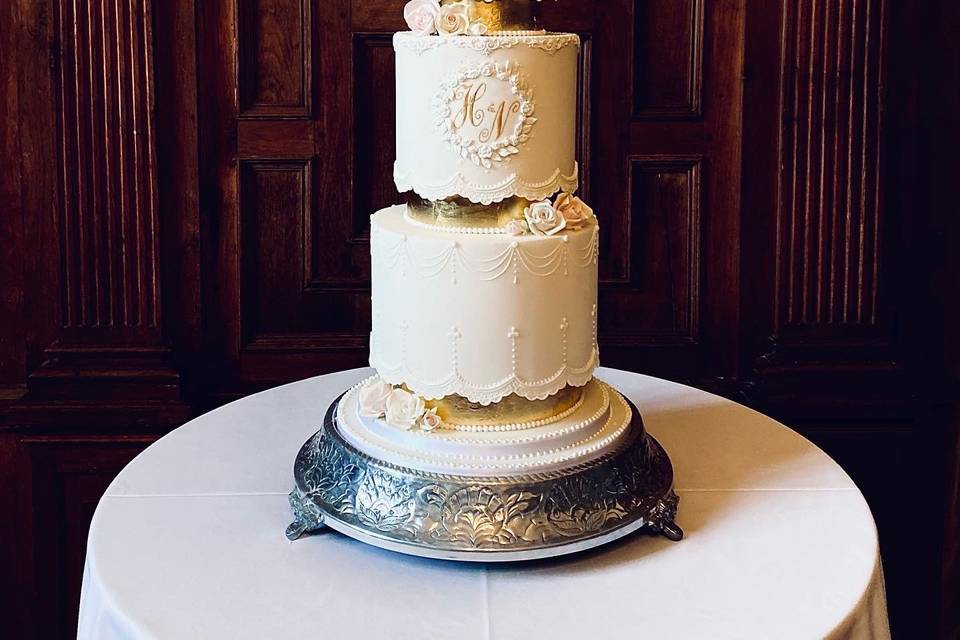 Three tier with gold leaf