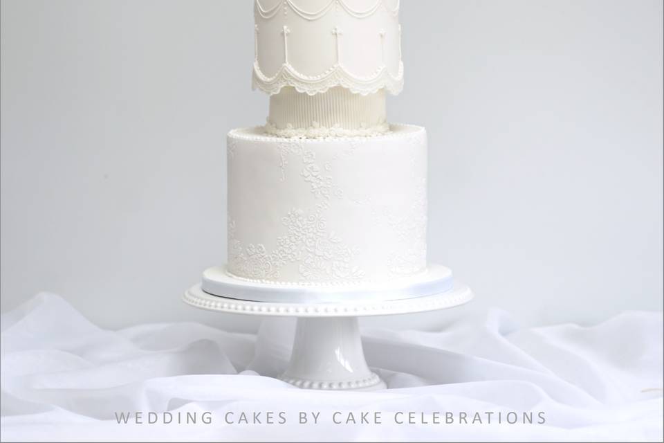 White on white wedding cake