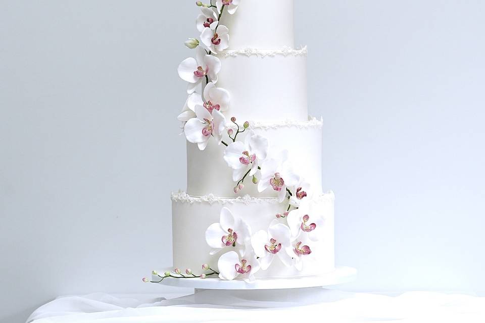 Orchid wedding cake