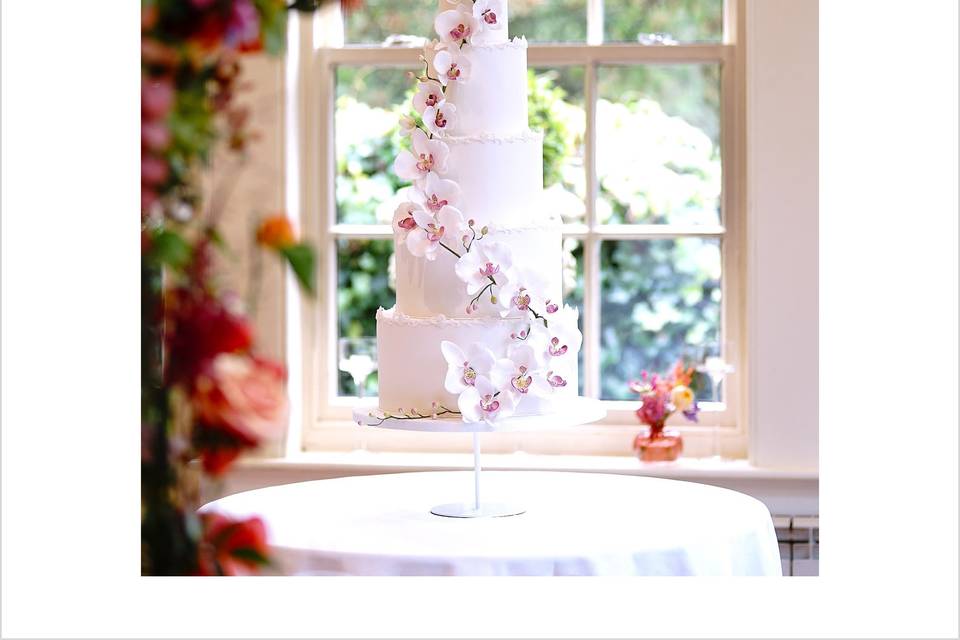 Orchid wedding cake