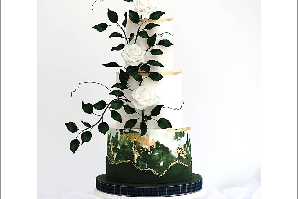 Forest green wedding cake