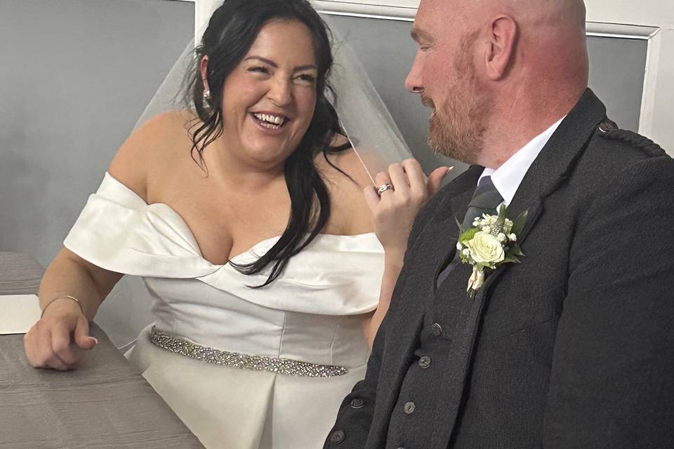 Private moment in the ceremony