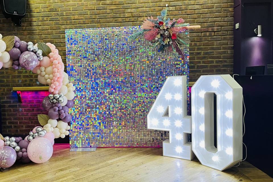 Sequin wall setups