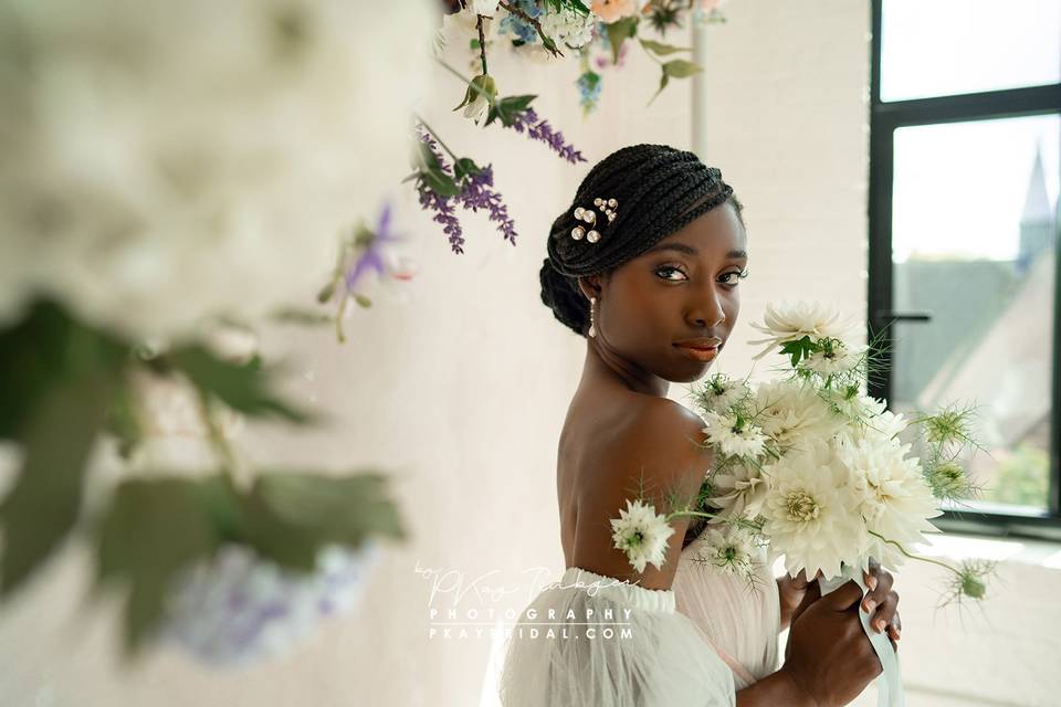 White Dahlia Bridal Bouquet