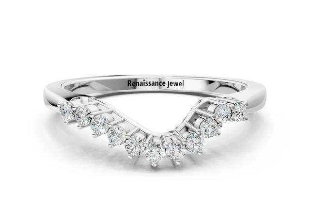White Gold Round Diamond V-Sha