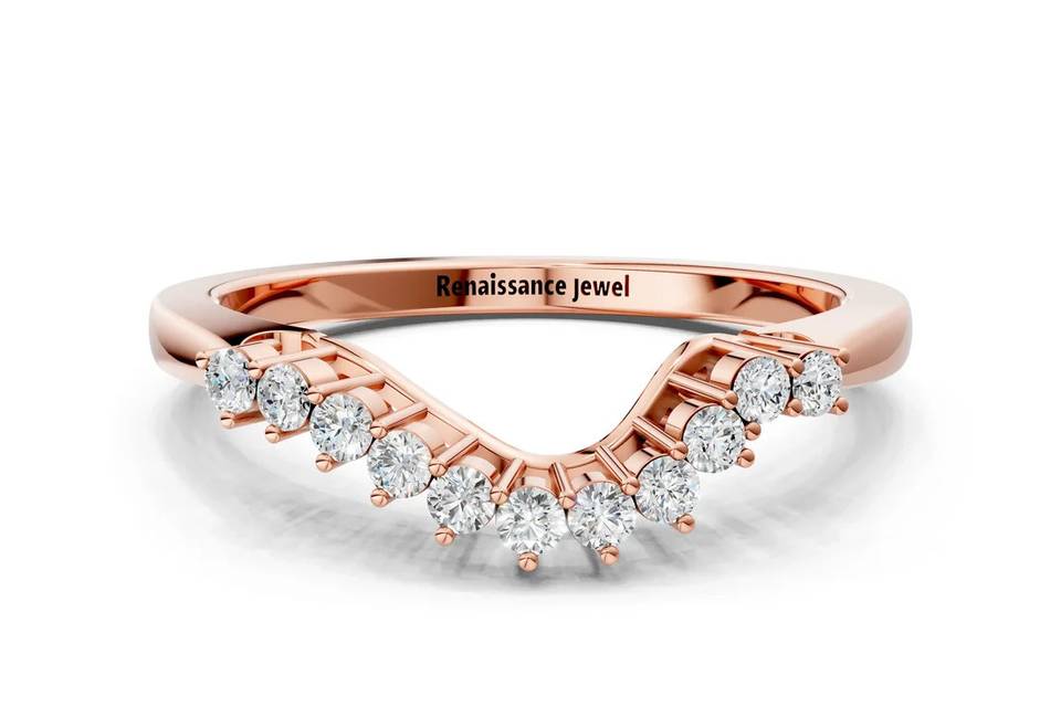 Rose Gold Round Diamond V-Shap