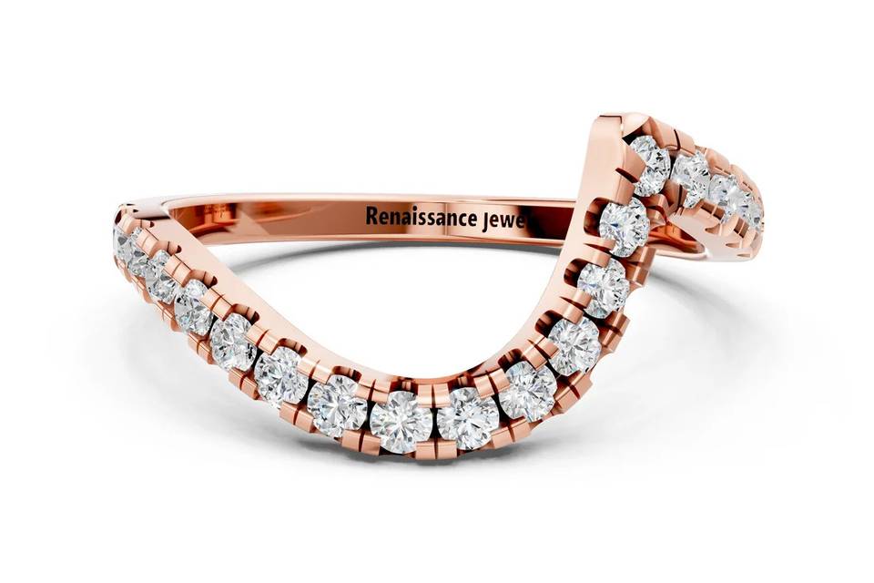 Rose Gold Round Diamond Pavé V