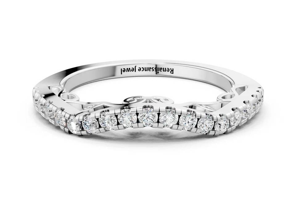 White Gold Curved Diamond Pavé