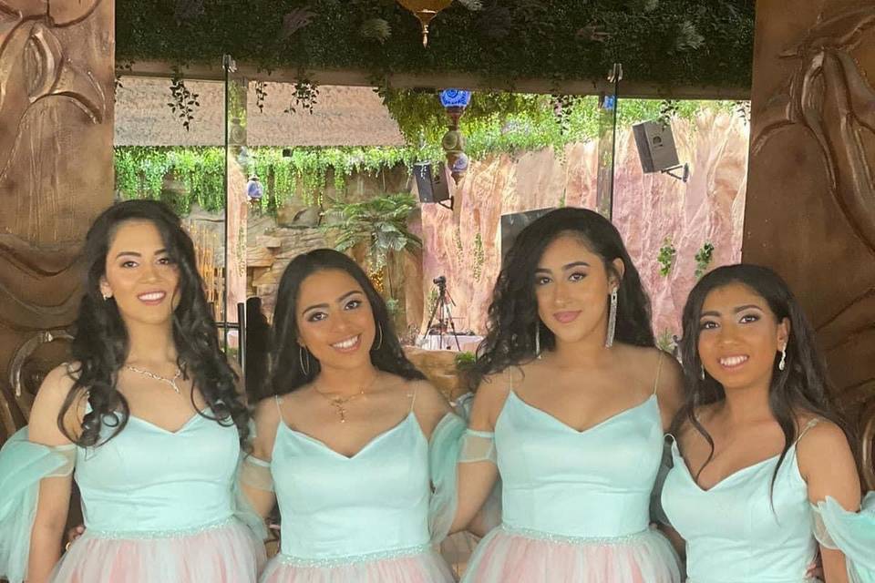 Wedding party in dresses