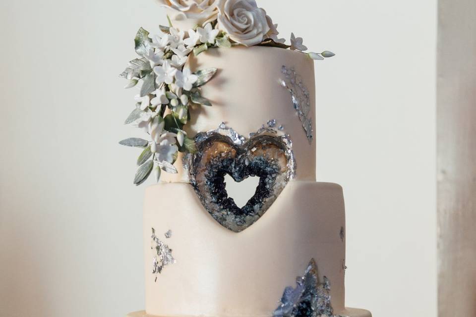 Geode Heart Wedding Cake