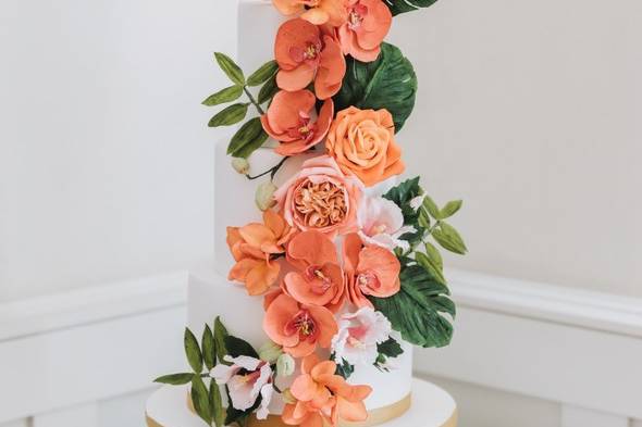 Tropical Florals Wedding Cake