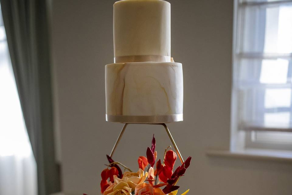 Marbled Autumn Wedding Cake