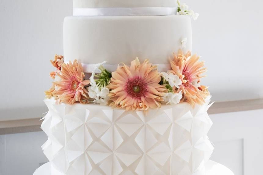 Origami & Floral Wedding Cake