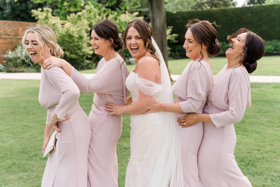 Laughing bridesmaids