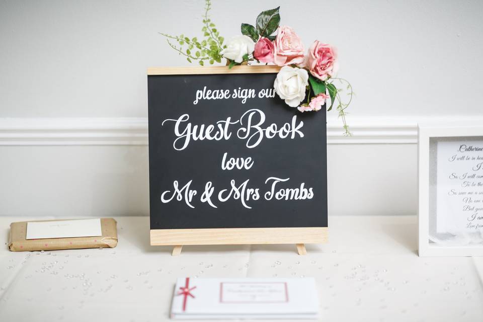 Chalkboard wedding signage