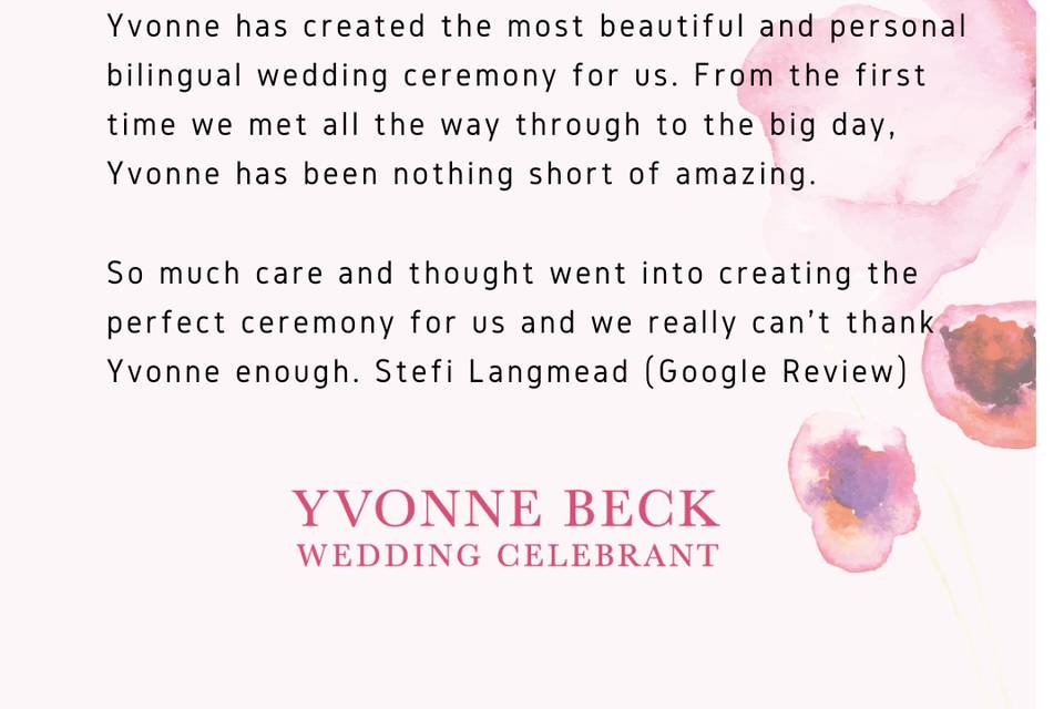 Yvonne Beck Bilingual Wedding Celebrant