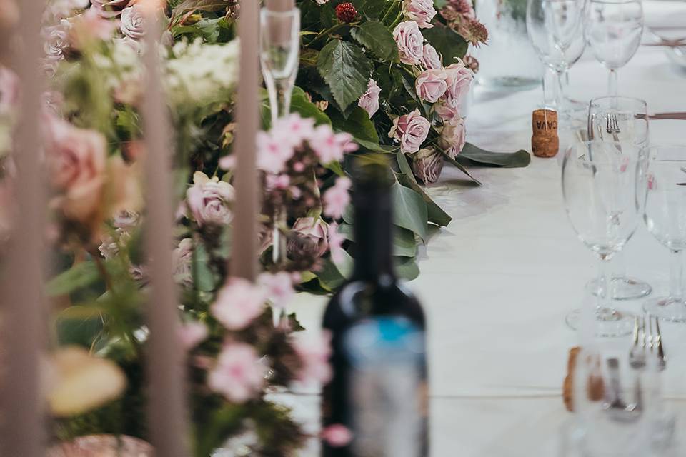 Candles matching the roses