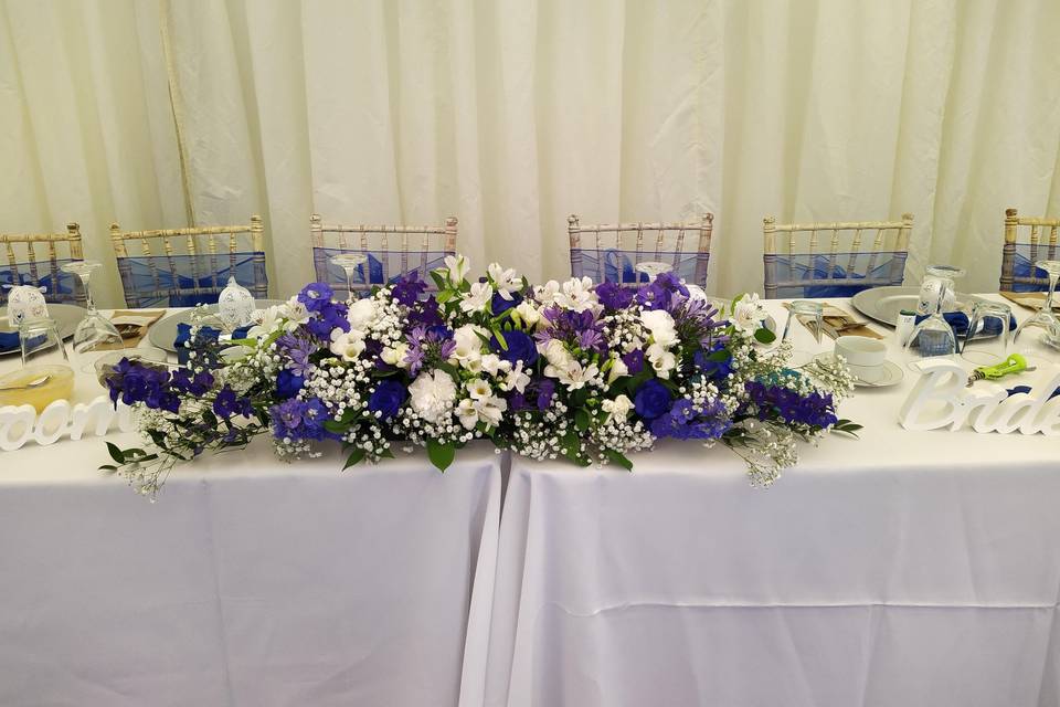 Blue top table flowers