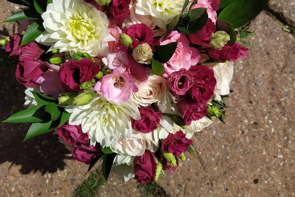 Pink and ivory bridal bouquet