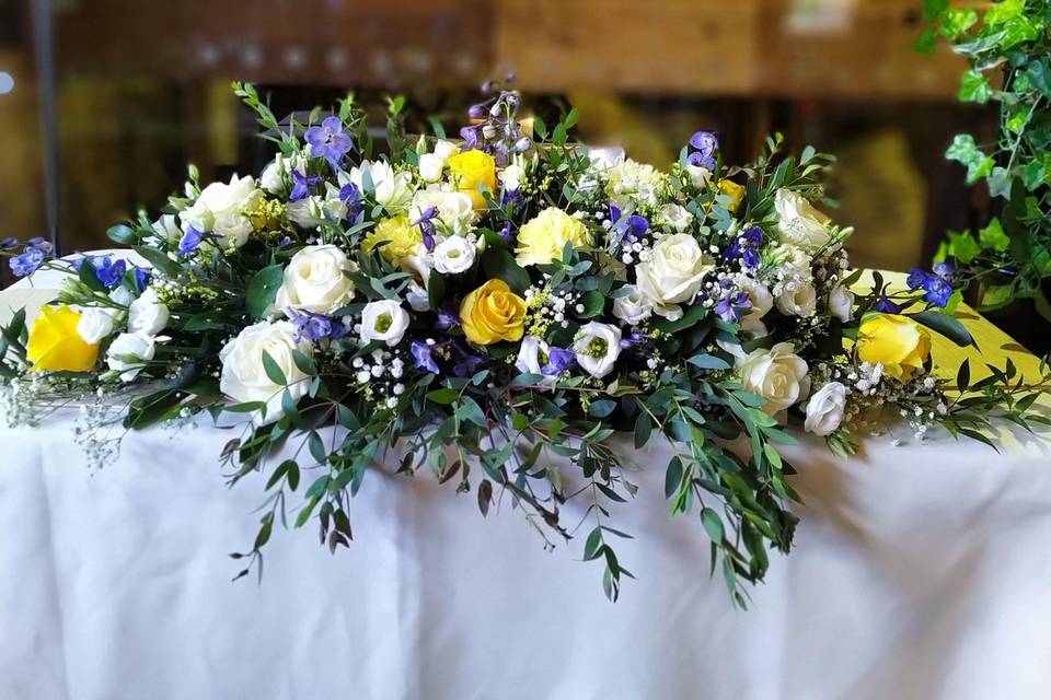 Blue and yellow top table