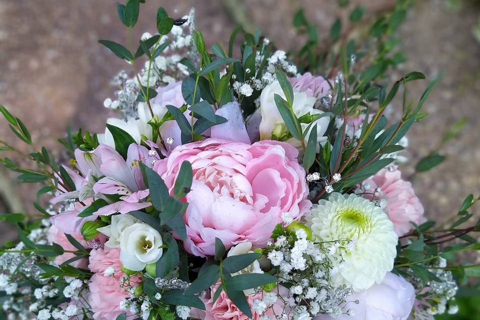 Pink and ivory bridal bouquet