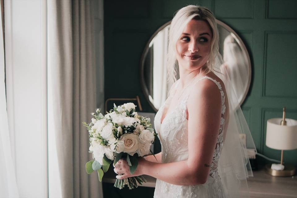 Window bride portrait