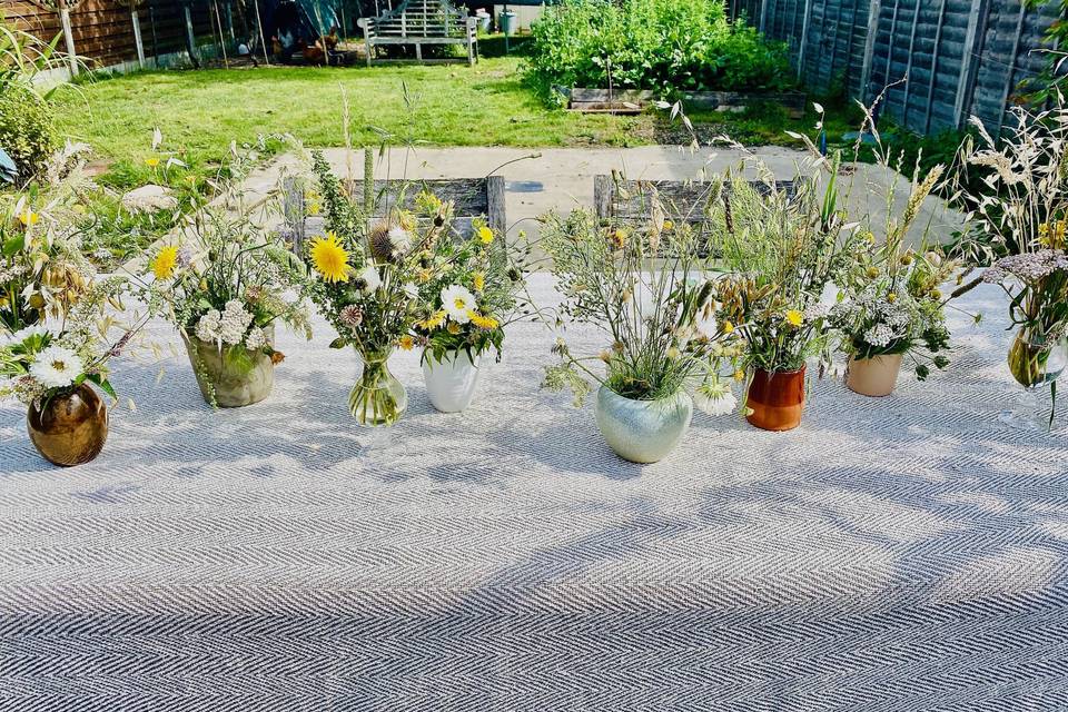 Rustic meadow arrangements