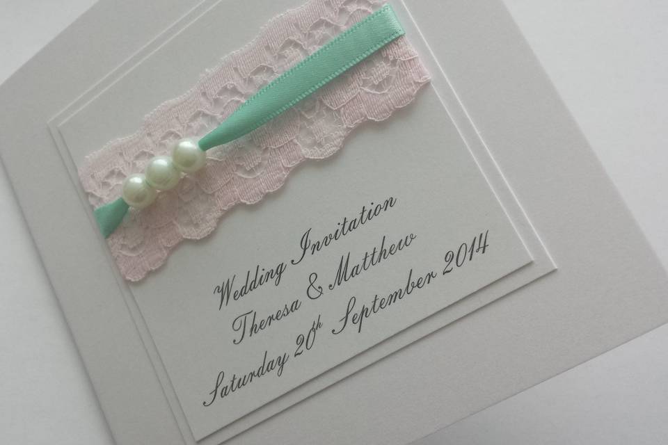 Lace & pearls invite