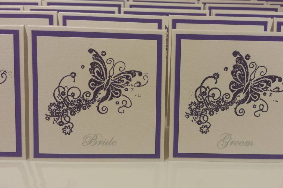 Embossed butterfly place cards