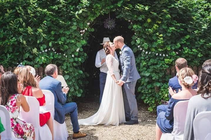 Ceremony at barn entrance