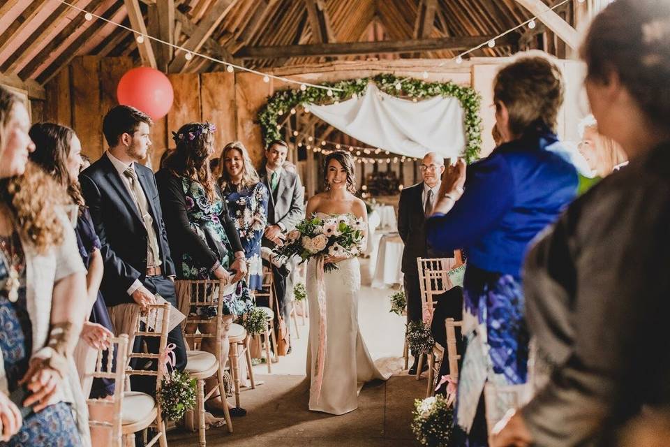 Ceremony inside the Barn