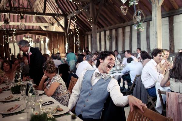 Wedding Party Celebration in Barn