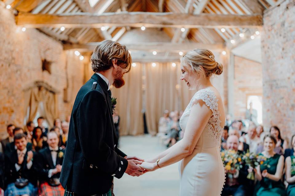 Ceremony in Stone barn