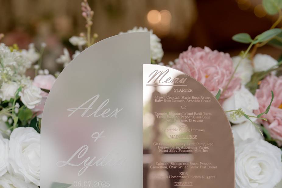 Table name and menu