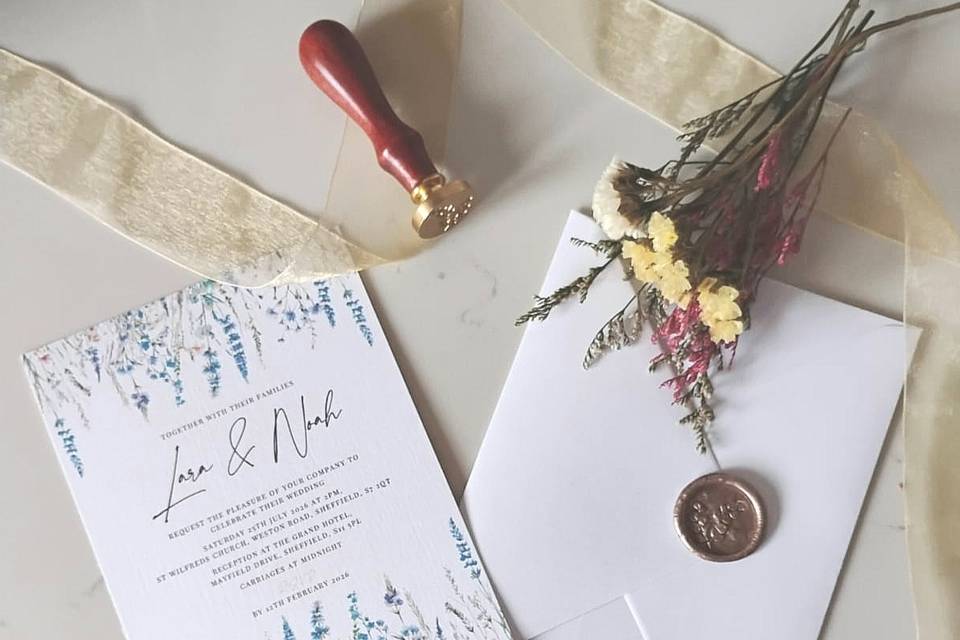 Blue Wildflower Invitation Set