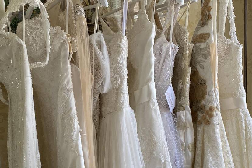 The rows of wedding dresses