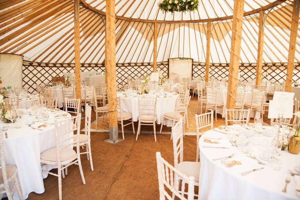 42ft Yurts seats 120 guests