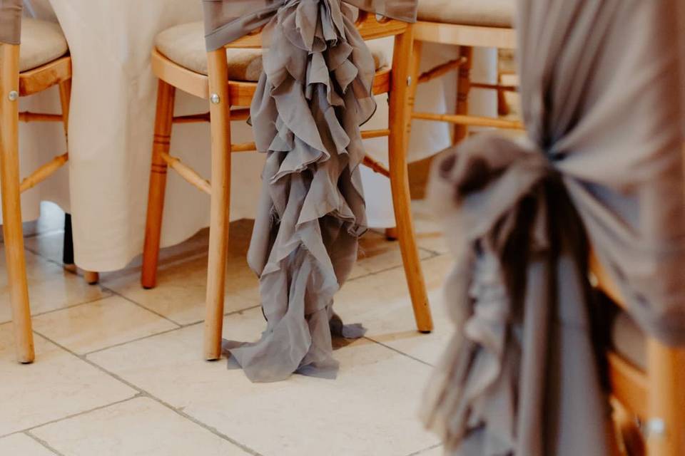 Ruffled chair decor