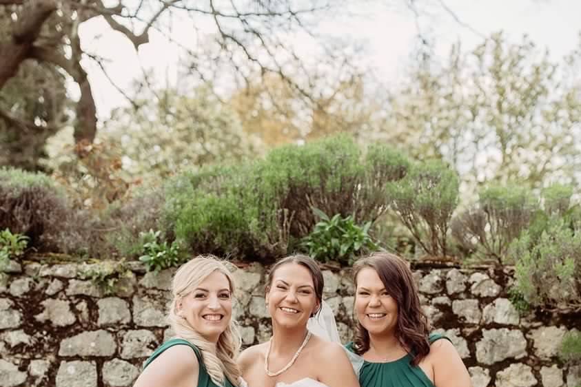 Bridesmaids and bride.