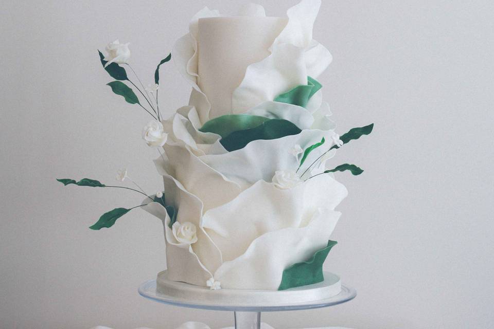 Ruffled two tier with roses