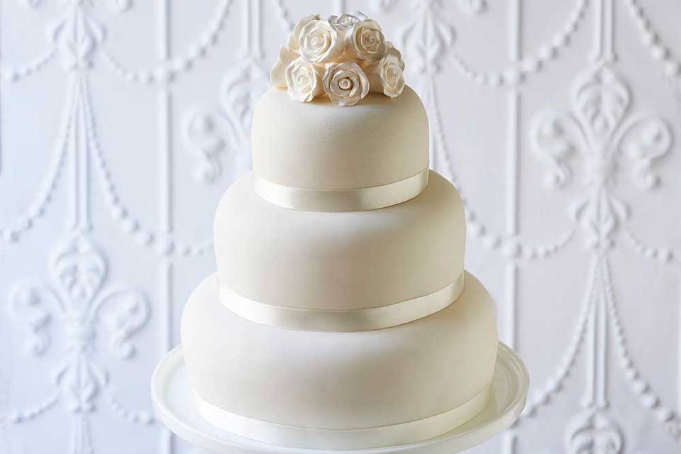 Three tier white sugar flowers