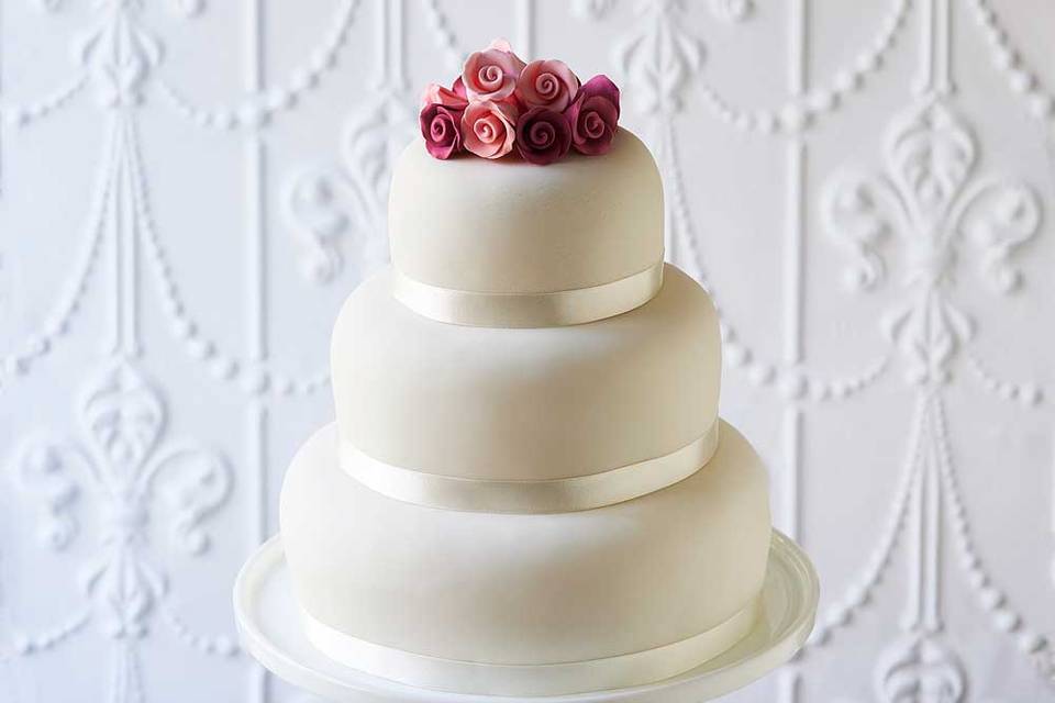 Three tier pink sugar flowers