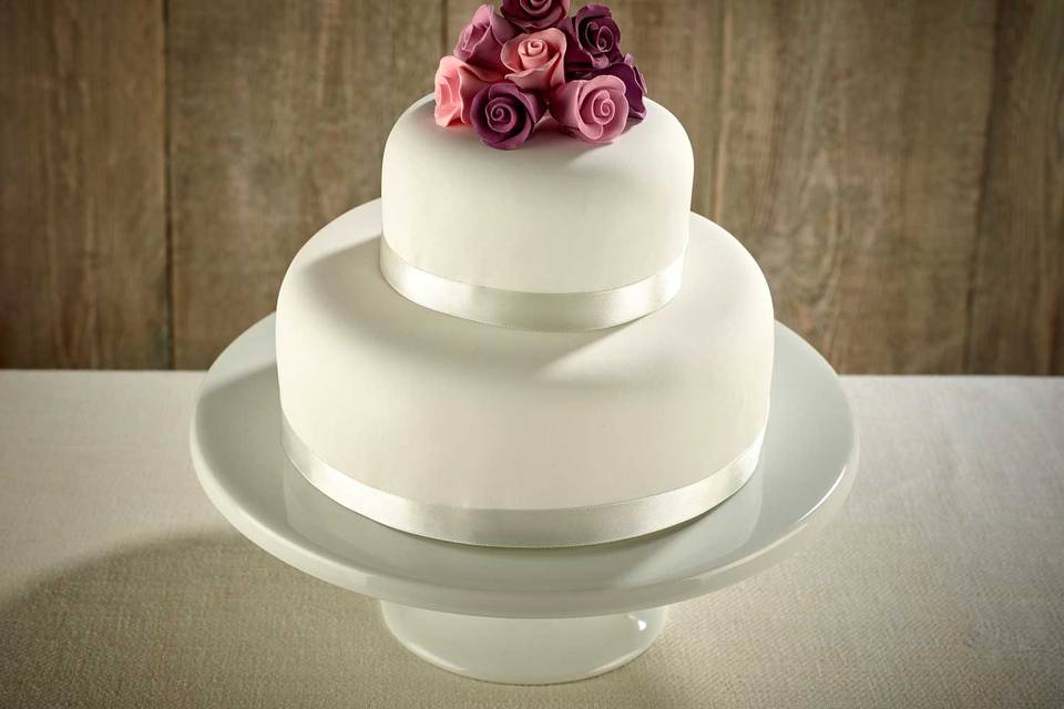 Two tier purple sugar flowers