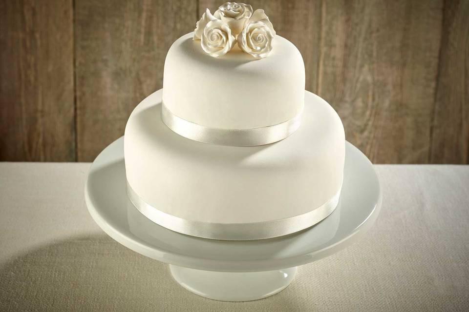 Two tier white sugar flowers