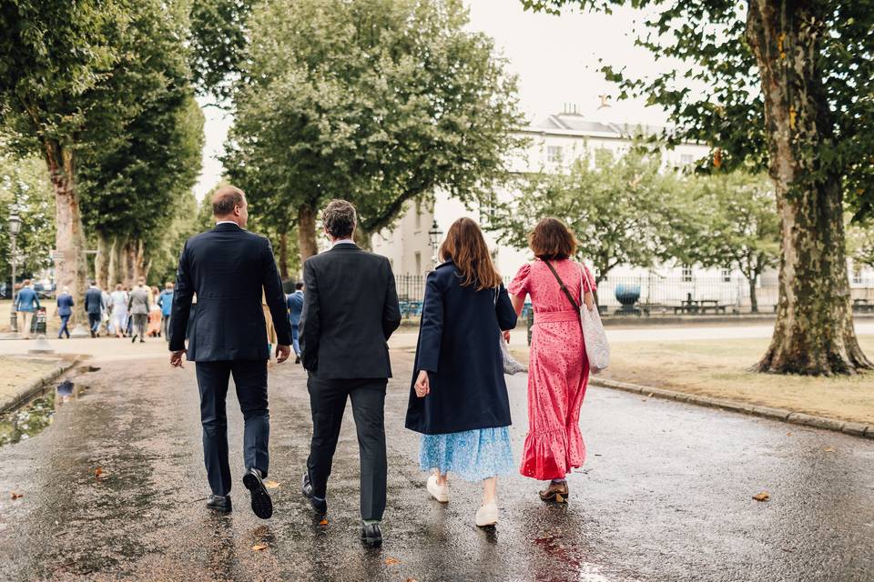 Guests walking to the ceremony